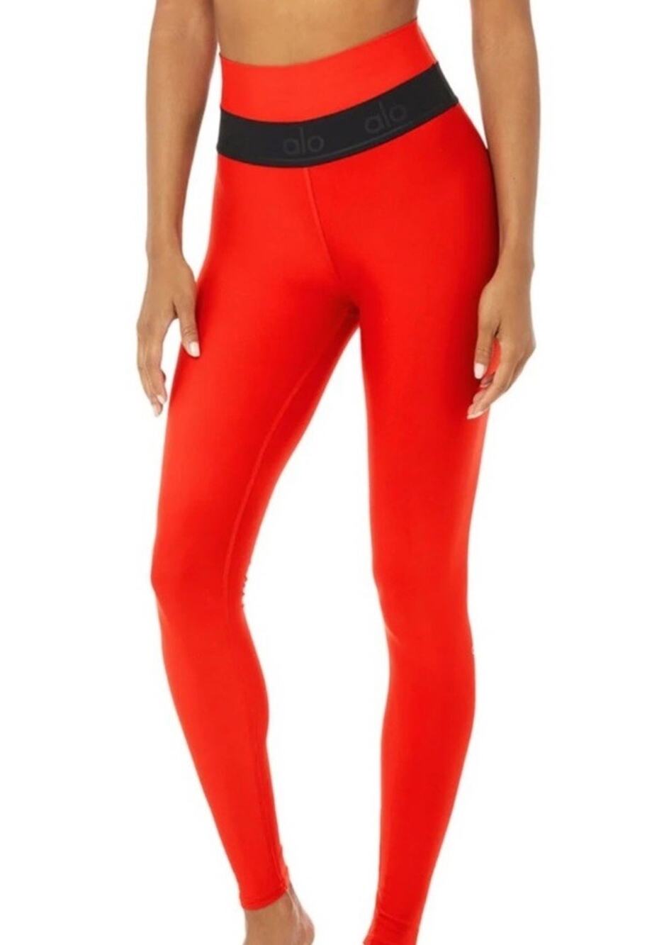 ALO Yoga High Waist Fitness Leggings Cherry Red Contrast XS